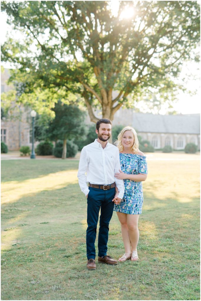 engaged couple holding hands at berry college engagement session