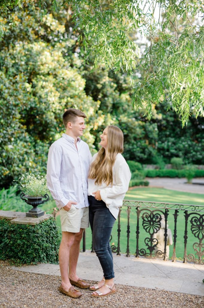 engaged couple looking at each other UGA engagement session