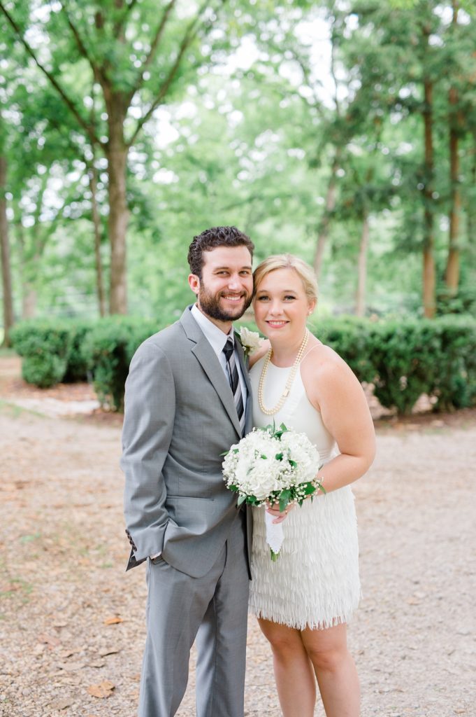 bride and groom smiling at their intimate wedding in lagrange georgia