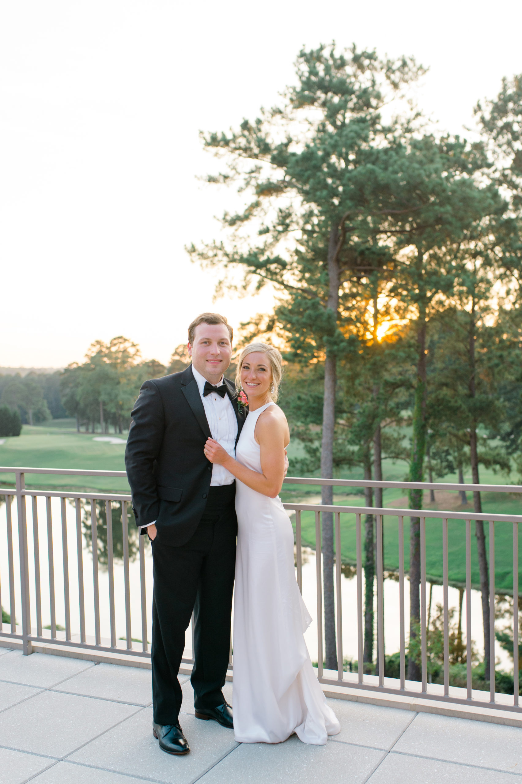 bride and groom at sunset at green island country club wedding in columbus georgia